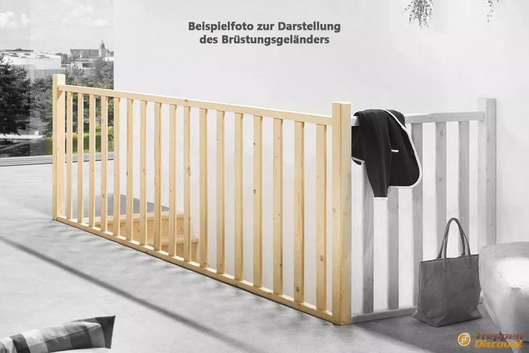 Holzsäulen Brüstungsgeländer in Fichte für die Massivholztreppe Savoy (320 cm Set)