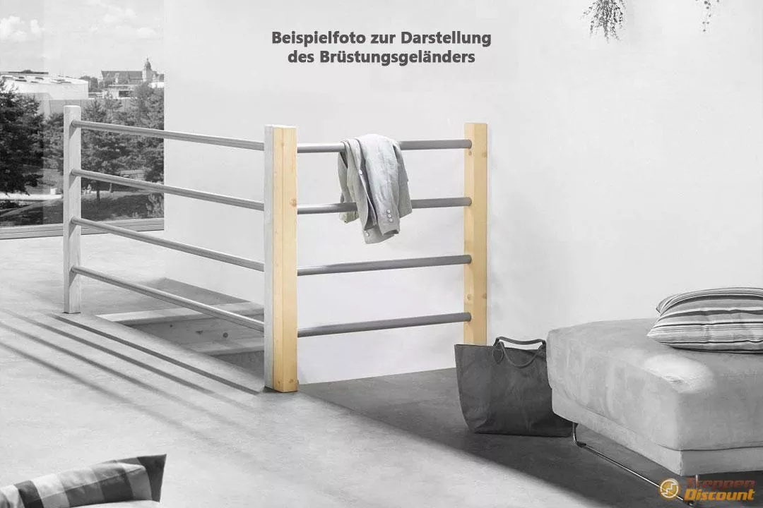Holz/Metall Brüstungsgeländer in Fichte für die Massivholztreppe Savoy (100 cm Set)