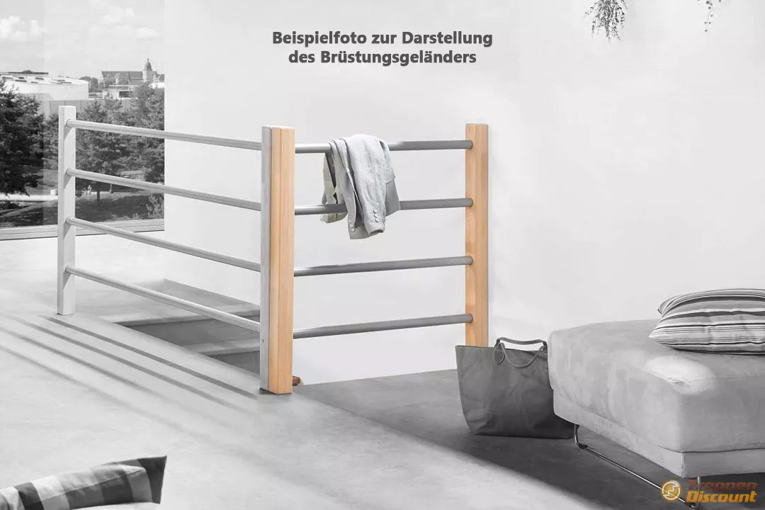Holz/Metall Brüstungsgeländer in Buche für die Massivholztreppe Savoy (100 cm Set)